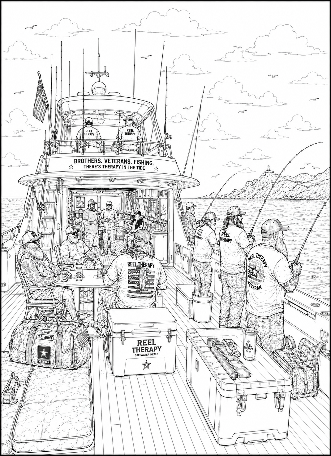 Offshore Anglers Adult Coloring Book: Saltwater Fishing Scenes, Big Catches, Boats, Gear, and Ocean Humor for Men (Reel Therapy Adult Coloring Books for Fishermen)