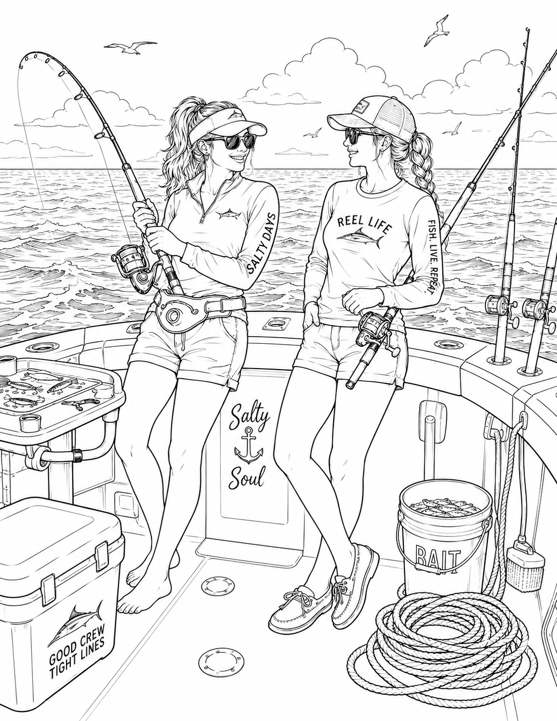 Offshore Anglers Adult Coloring Book: Saltwater Fishing Scenes, Big Catches, Boats, Gear, and Ocean Humor for Men (Reel Therapy Adult Coloring Books for Fishermen)